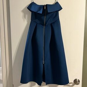 Strapless Blue Midi Dress